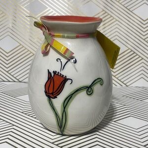Starbucks Floral White Ceramic Vase with tulips